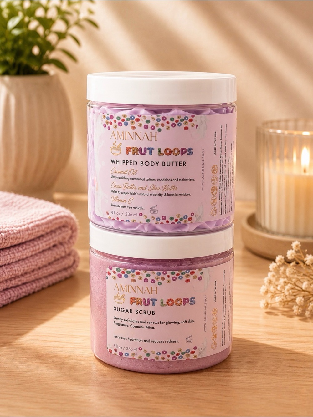 AMINNAH (NWT) Fruit Loops Sugar Scrub & Whipped Body Butter